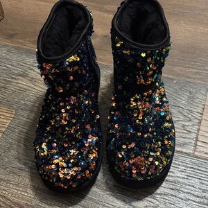 UGG Black and Multicolor Sequin Boots